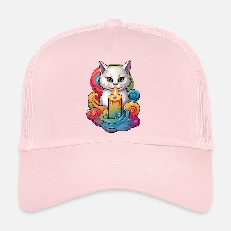Chat avec bougie Casquette trucker 