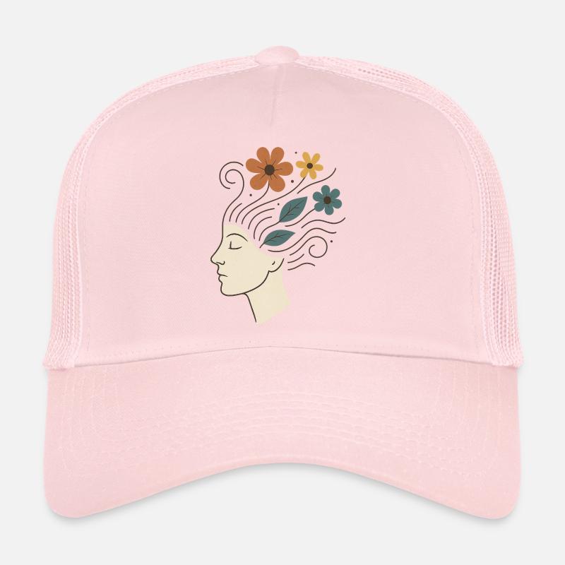 Natur-Illustration mit Blumen und Blättern Trucker Cap