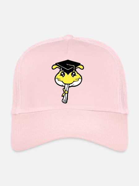 Caterpillar High School Graduation Passed College Worm - Trucker Cap - pale pink - Front