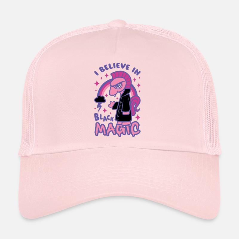 Grumpy Pink Pony Believes in Black Magic Trucker Cap