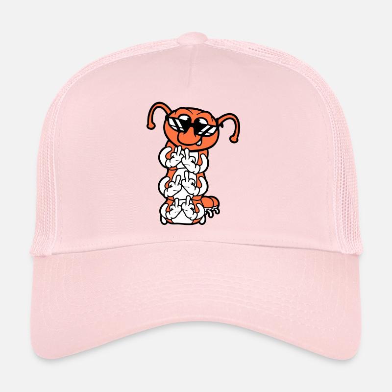 Raupe Mittelfinger Beleidigung Sonnenbrille Cool - Trucker Cap - Hellrosa