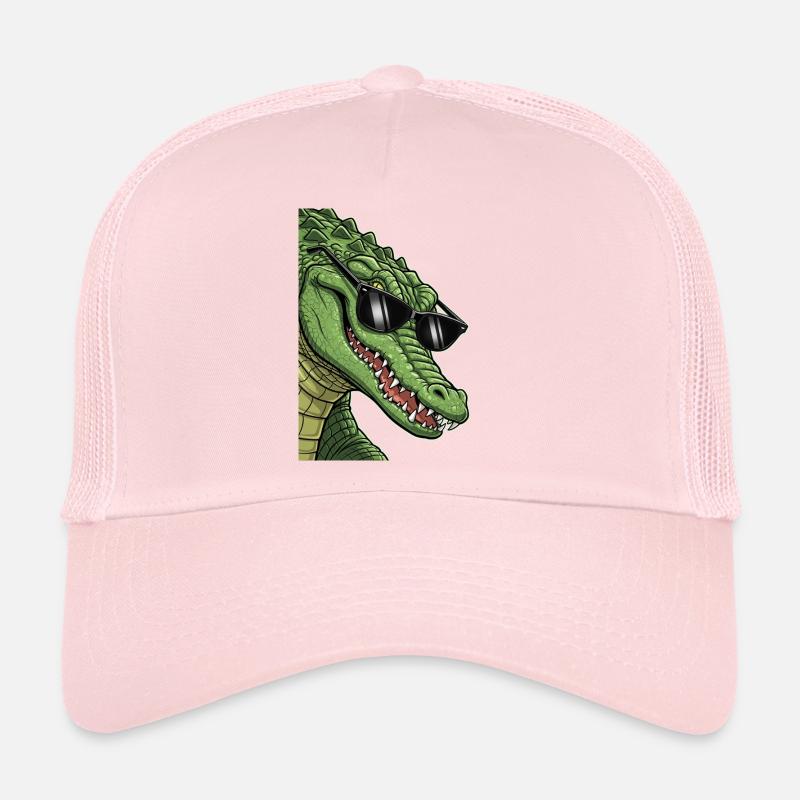 Crocodile décontracté avec lunettes de soleil Casquette trucker 
