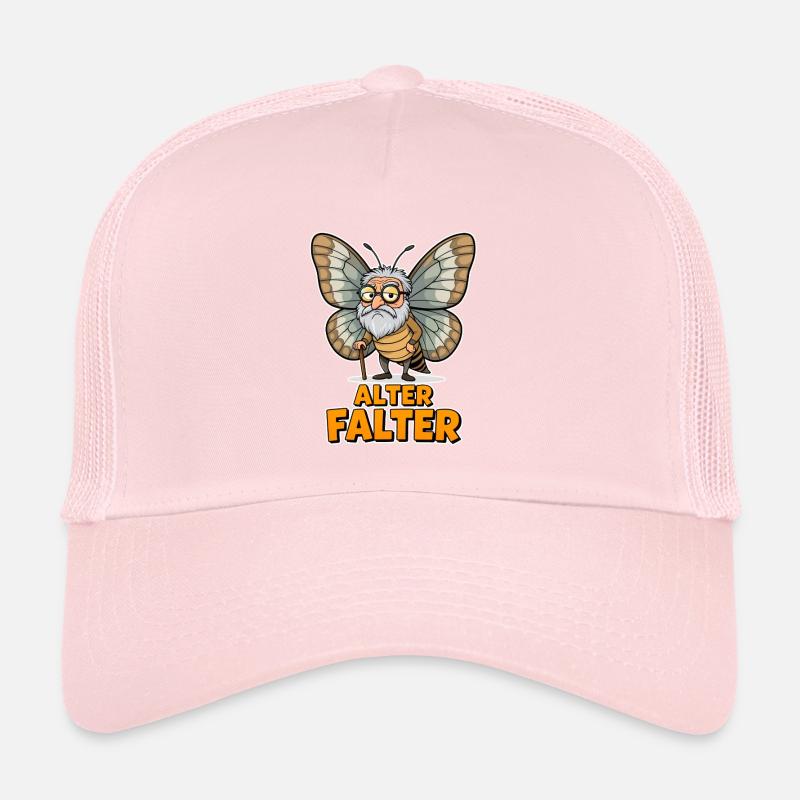 german pun "Alter Falter" Old moth cartoon Trucker Cap