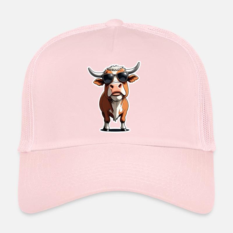 Vache décontractée avec des lunettes de soleil Casquette trucker 