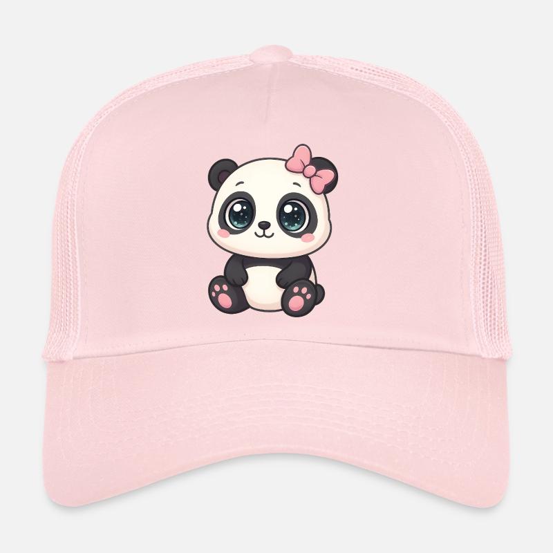 Cute panda with glitter eyes and bow - Trucker Cap - pale pink