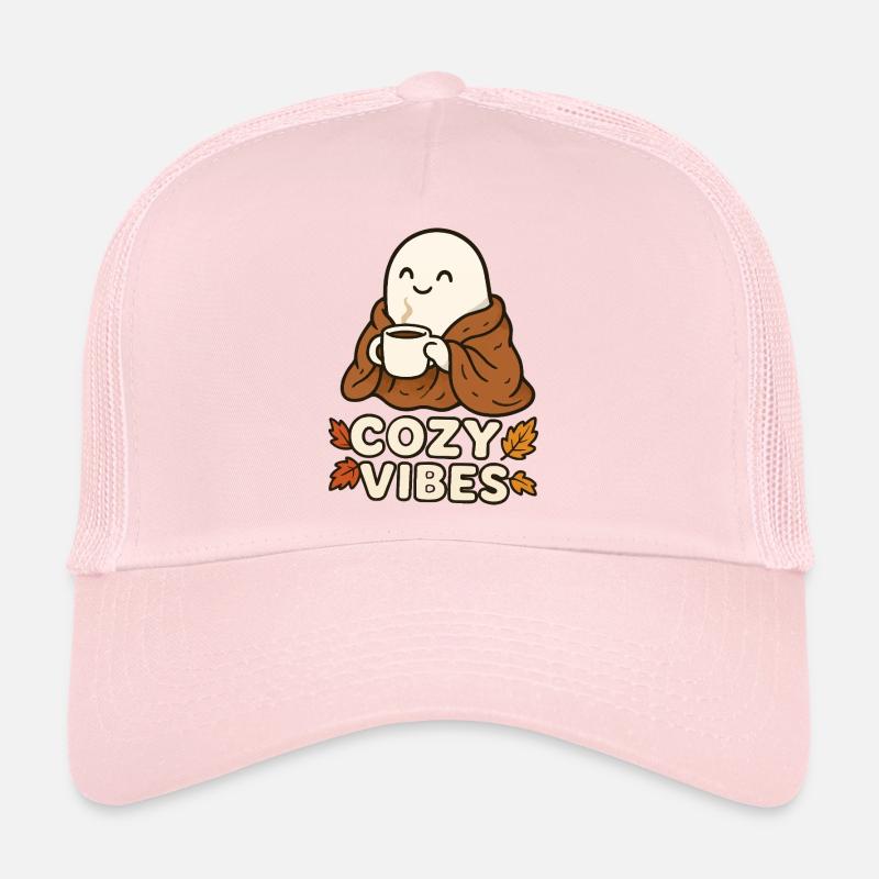 Cozy Vibes Ghost with Mug Trucker Cap