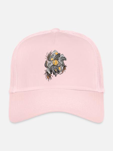 Noir Blossoms Accents d’orange - Casquette trucker  - rose pâle - Devant