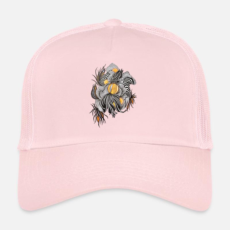 Noir Blossoms Accents d’orange Casquette trucker 