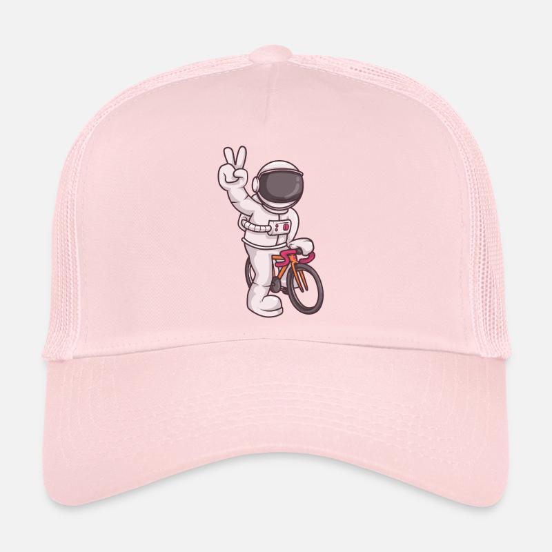 Astronaute chevauchant un vélo fixie – Peace Pose Space Casquette trucker 