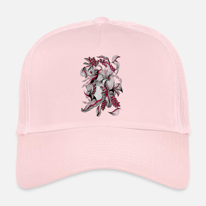 Roter Netzblätter Ornament Trucker Cap