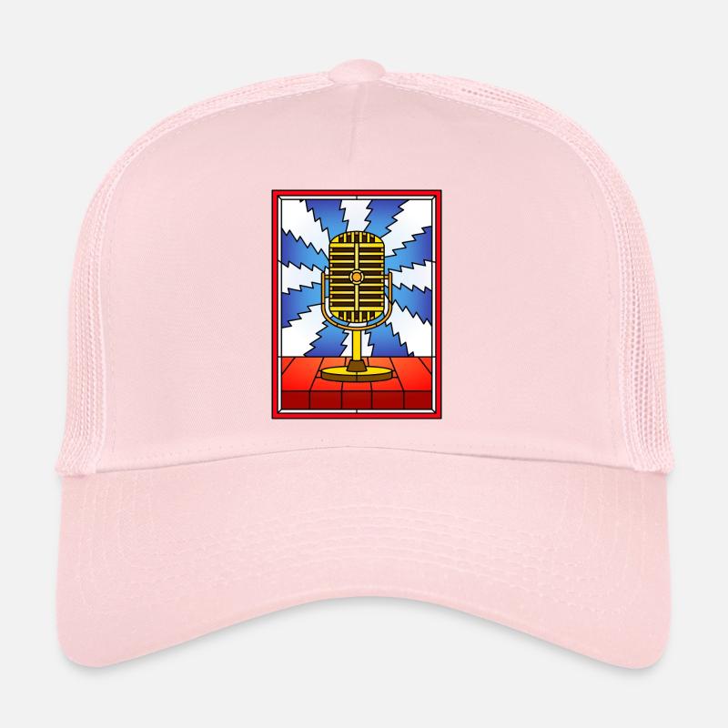 Retro Microphone Stained Glass Design Trucker Cap