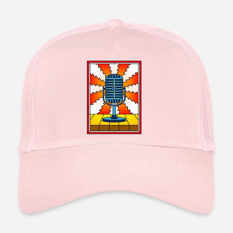 Microphone vintage en vitrail - Casquette trucker  - rose pâle