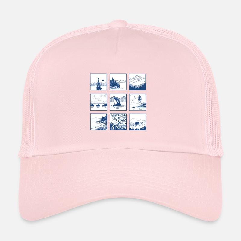 Blue Landscape Quartet Line Art Trucker Cap