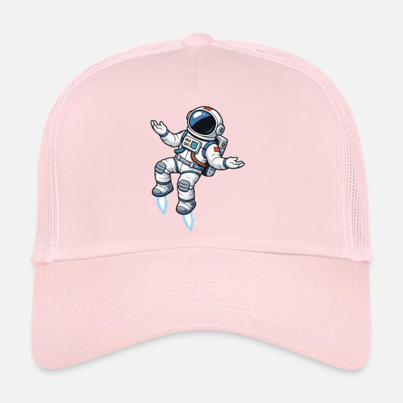 Schwebender Comic Astronaut mit Raketenantrieb - Trucker Cap - Hellrosa