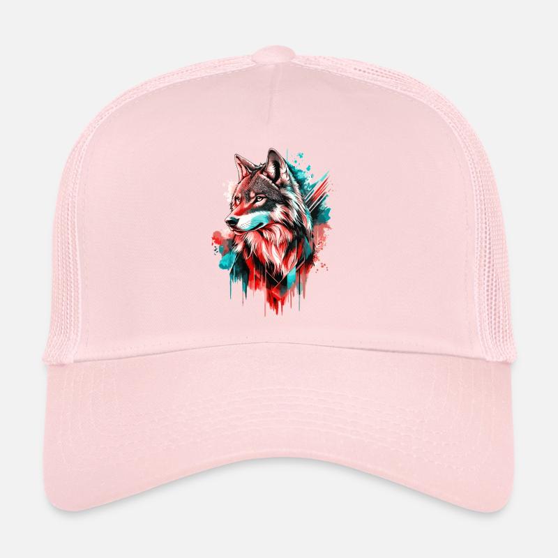 Wolf Wolf Head Predator Forest Nature Wilderness Colorful Trucker Cap