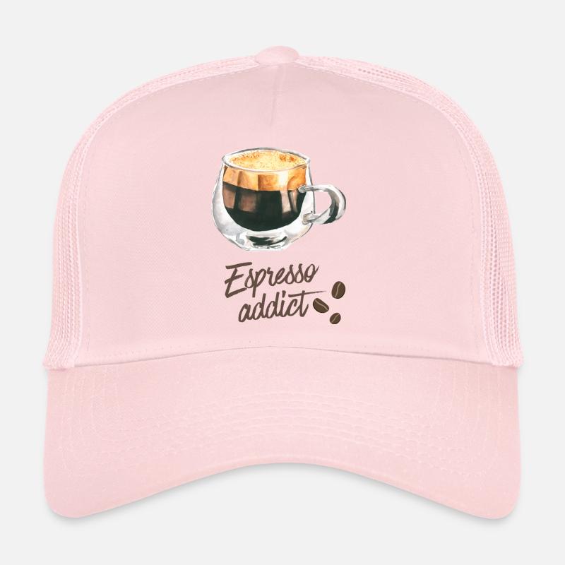 Espresso-Süchtiger – Aquarell-Kaffeekunst - Trucker Cap - Hellrosa