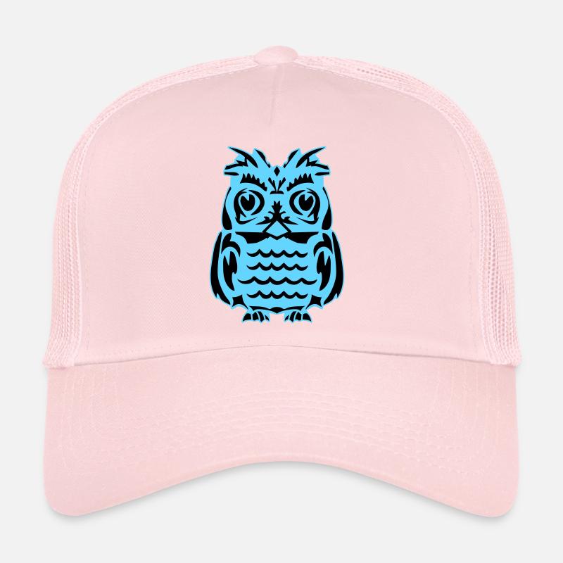 Light Blue Abstract Owl Trucker Cap