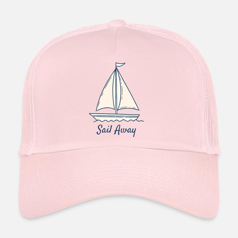 Sail Away Sailing Boat Ocean Minimal Design Trucker Cap