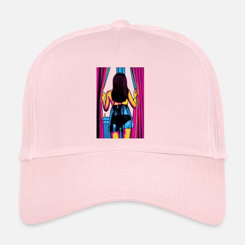 Femme dans la scène pop art colorée Casquette trucker 