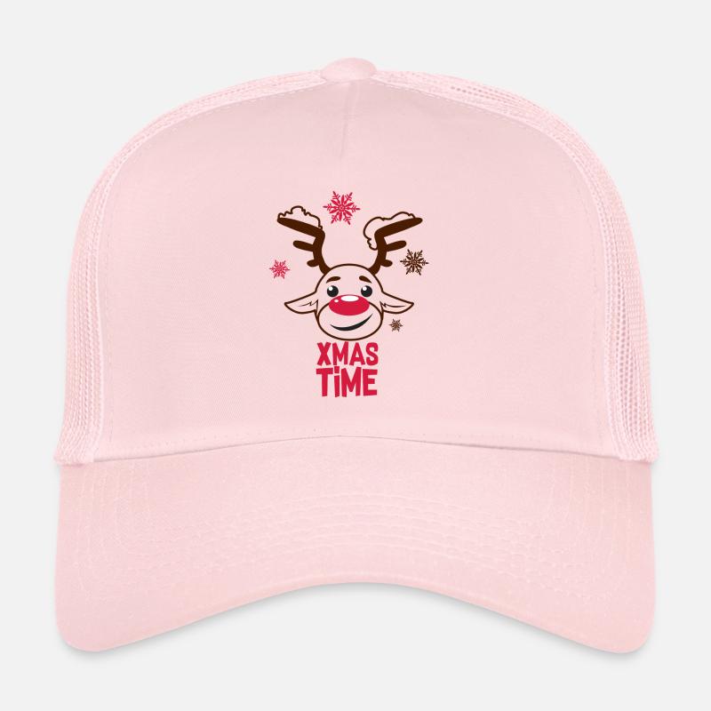 Weihnachten Geschenk Elch Xmas Christmas Rudolph - Trucker Cap - Hellrosa