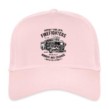 FIRE FIGHTERS - Feuerwehr Truck Shirt Motiv - Trucker Cap - Hellrosa - Vorne