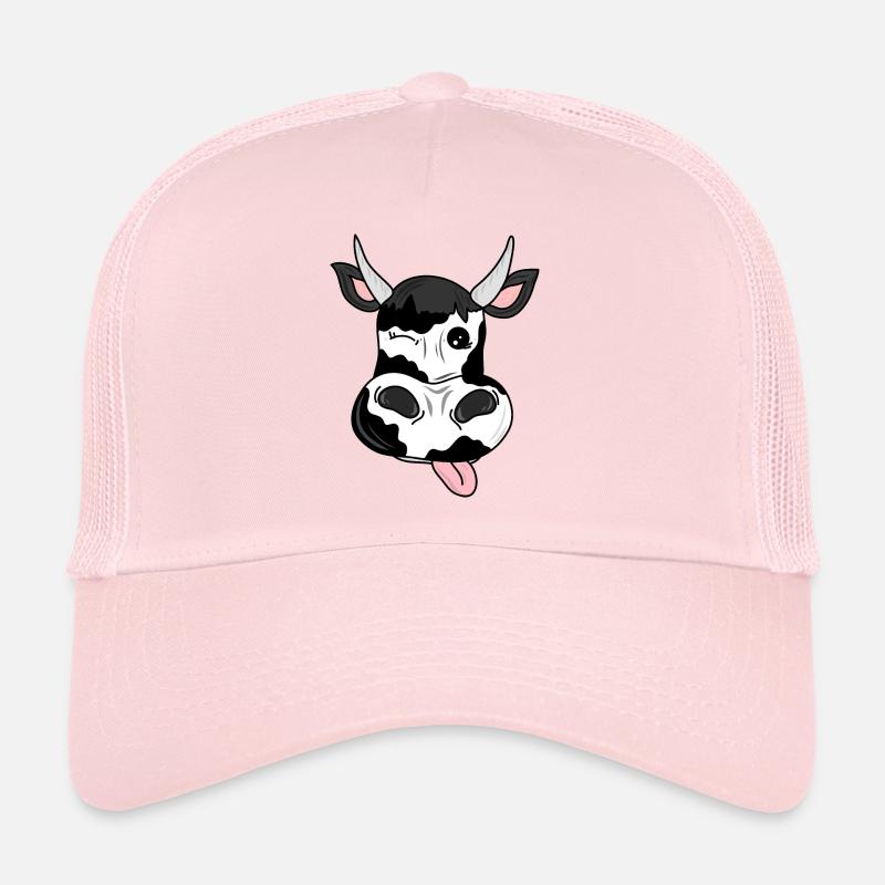 schwarz-weiße Kuh mit Hörnern lustiges Geschenk Trucker Cap