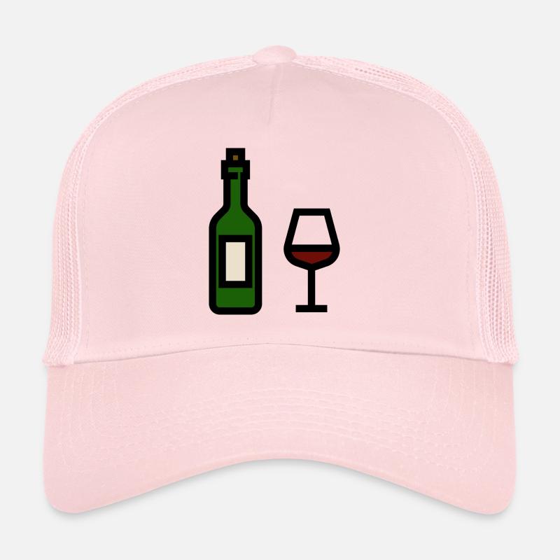 Red wine bottle with red wine glass Trucker Cap