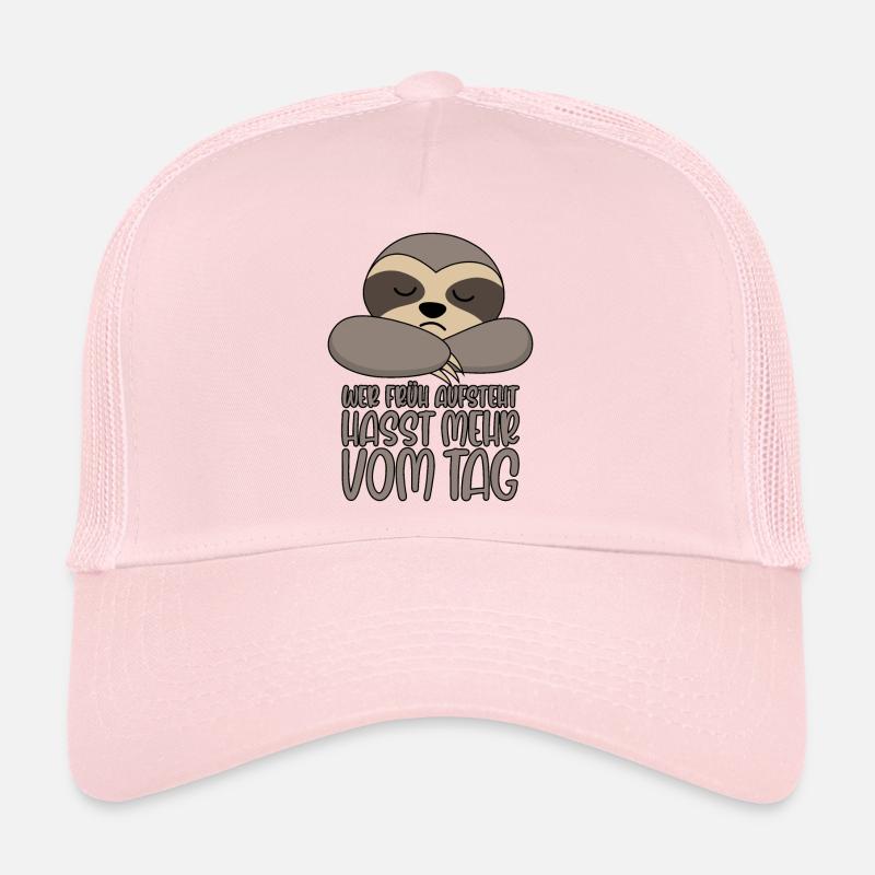 Faultier Wer früh aufsteht hasst mehr vom Tag - Trucker Cap - Hellrosa