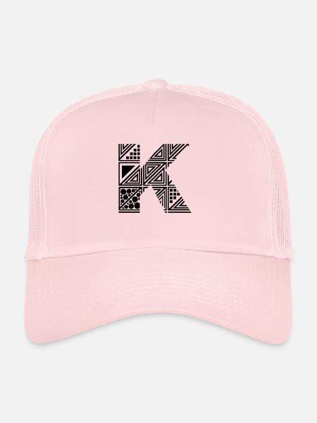 letter K - Trucker Cap - pale pink - Front