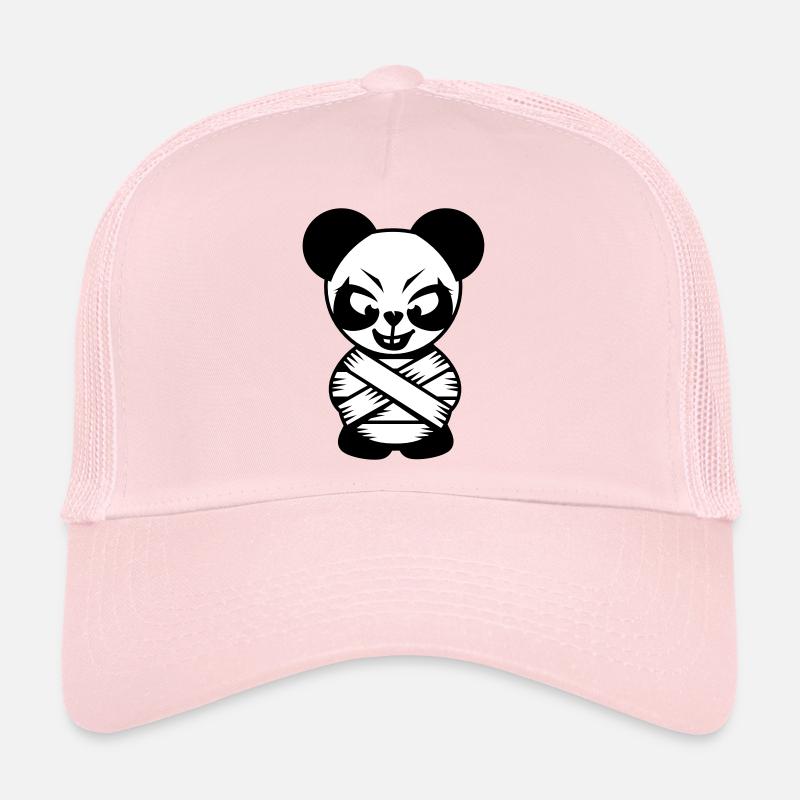 Panda Bär mit Zwangsjacke und irren Augen - Trucker Cap - Hellrosa