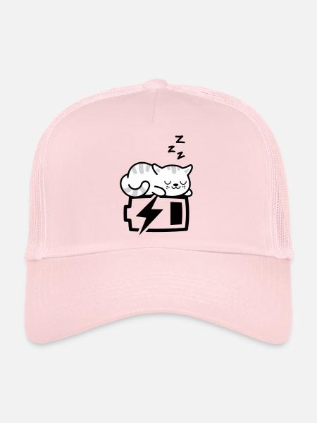 Sleepy Kitty (Color Changeable - 3 colors) - Trucker Cap - pale pink - Front