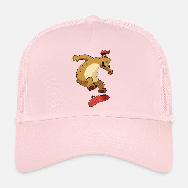 Bear on skateboard Trucker Cap