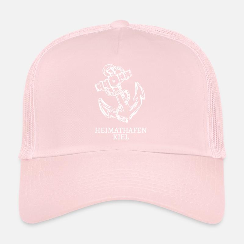 Heimathafen Kiel mit Anker, weiß Trucker Cap