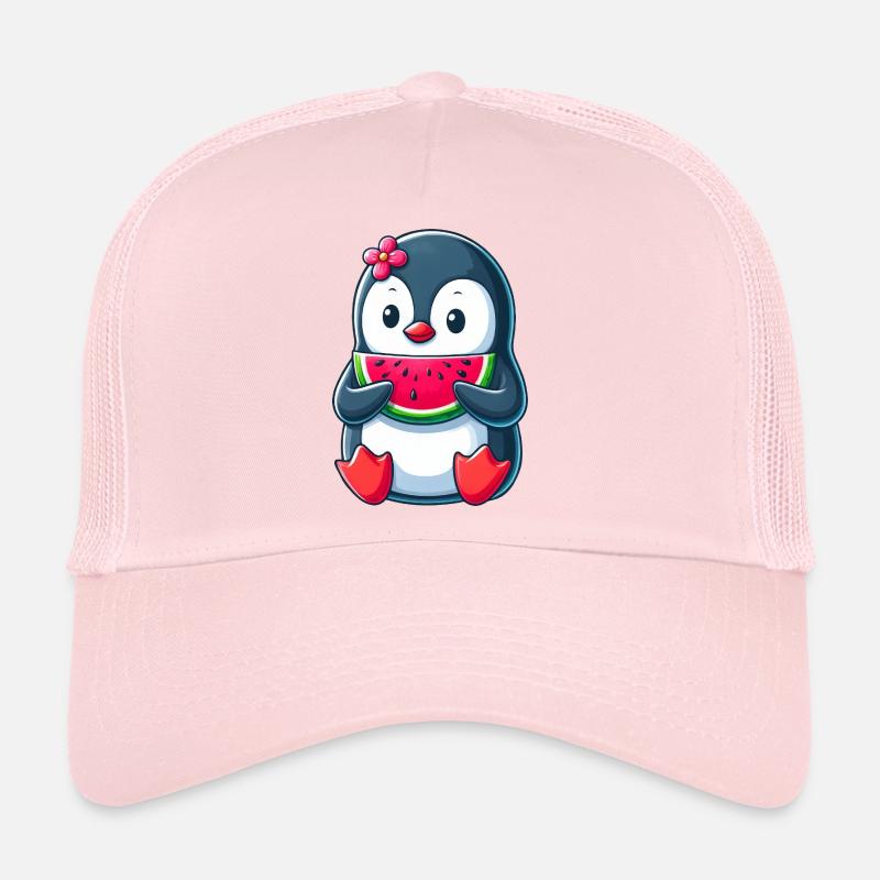 pingouin mignon avec dessin animé d’été pastèque Casquette trucker 