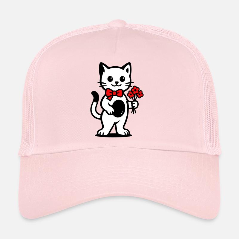 Kawaii Katzenfreund mit roter Schleife Trucker Cap