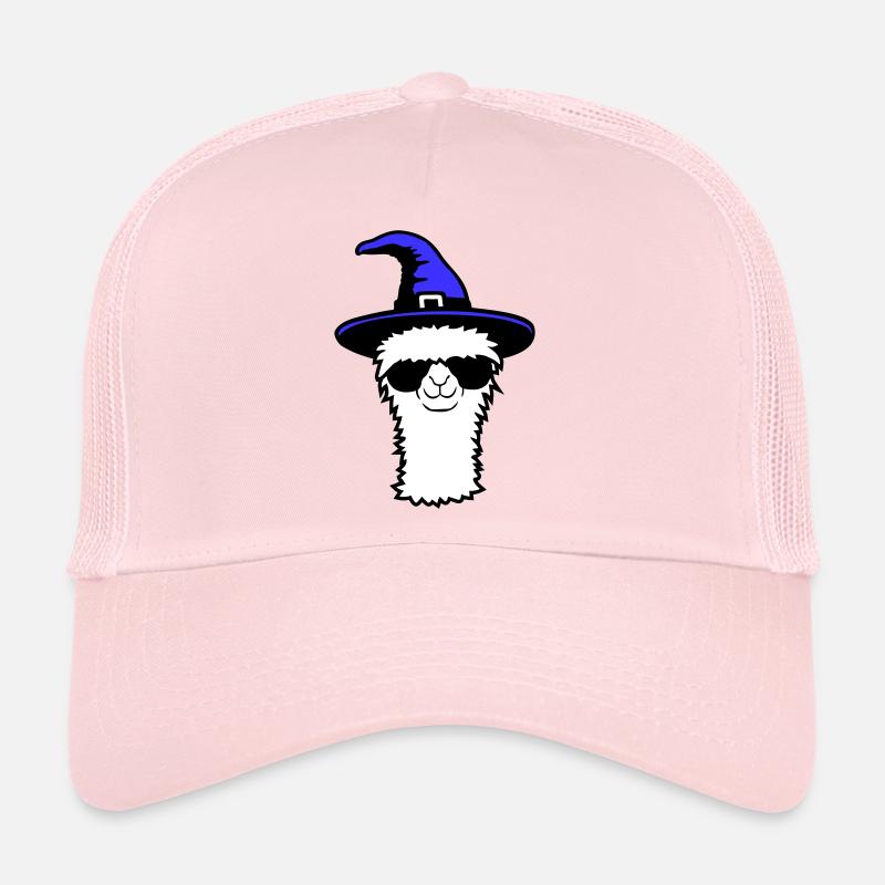 Lama Cool Witch Hat Sunglasses Halloween Alpaca Trucker Cap