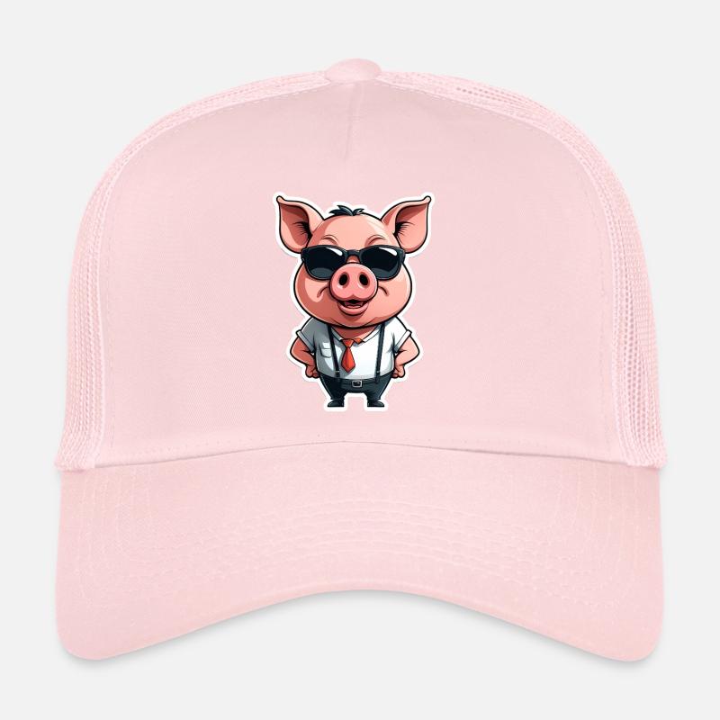 PDG cochon avec lunettes de soleil Casquette trucker 
