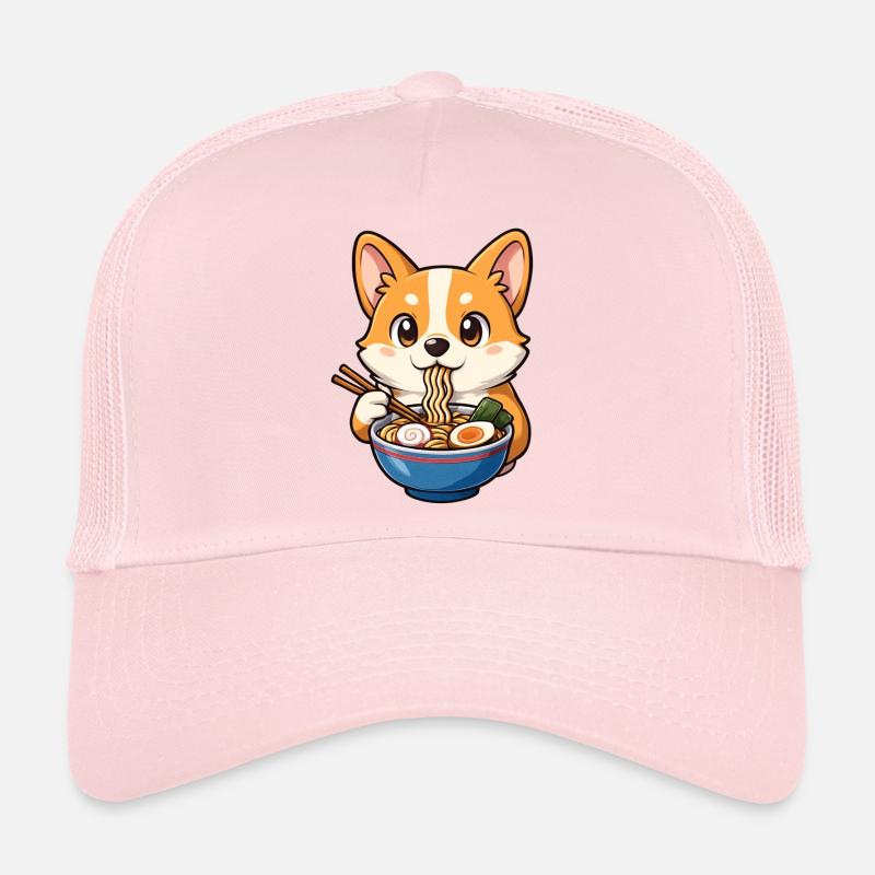 Corgi Isst Ramen-Nudeln - Trucker Cap - Hellrosa