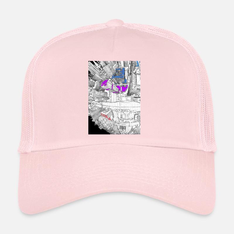 Gratte-ciel œil de poisson - Casquette trucker  - rose pâle