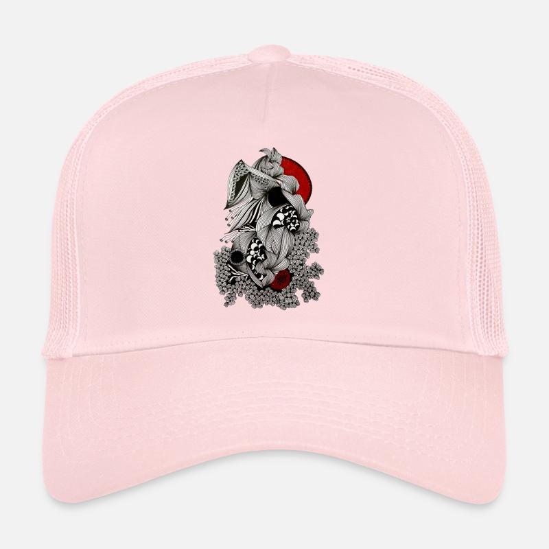 Cracked line skull with red accent Trucker Cap