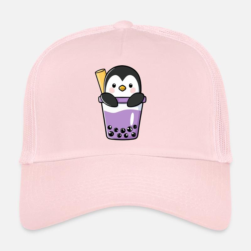 Kawaii Pinguin in Bubble Tea Taro Boba - Trucker Cap - Hellrosa