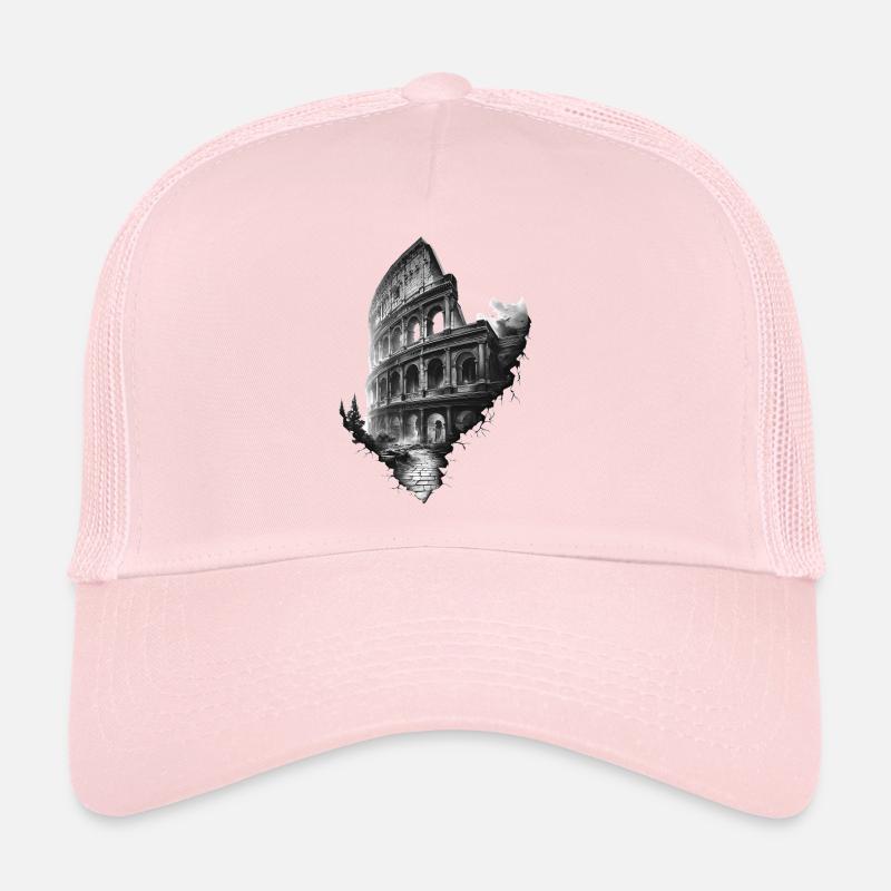 Colisée noir et blanc éthéré - Casquette trucker  - rose pâle