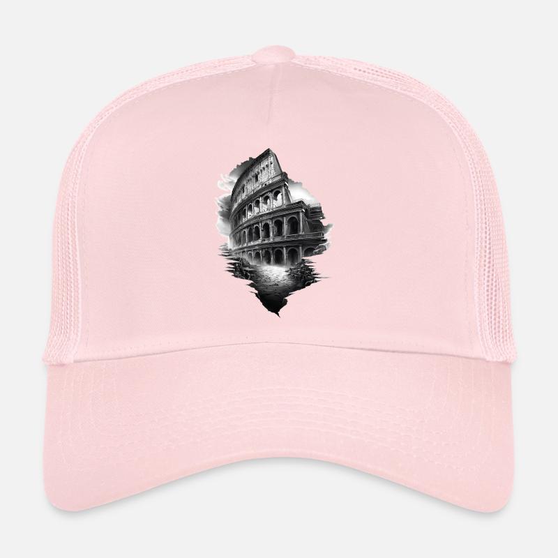 Colisée noir et blanc en ruines Casquette trucker 
