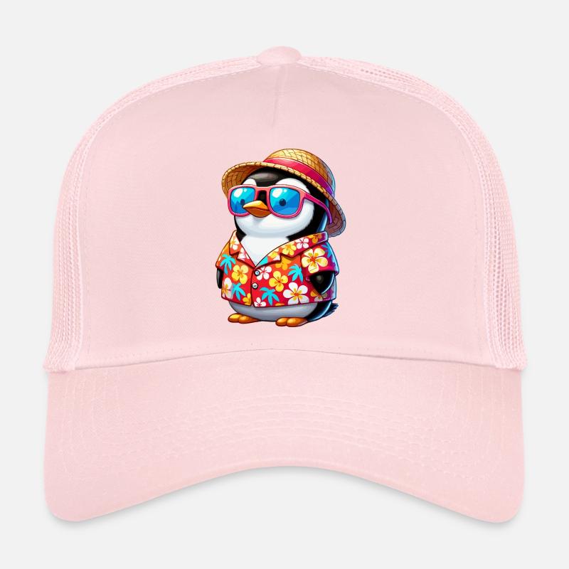 Pingouin tropical avec lunettes de soleil Casquette trucker 