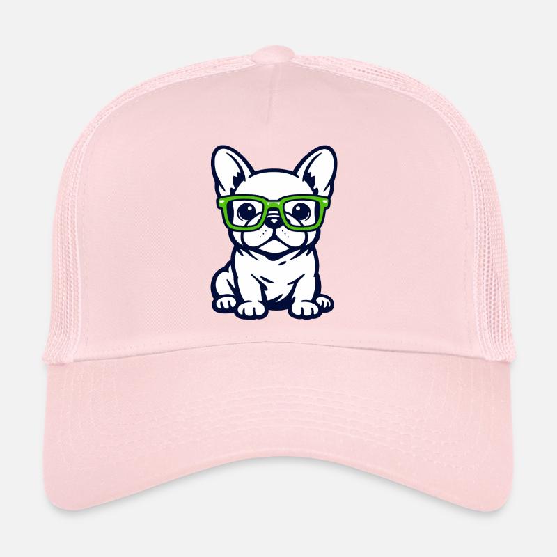 Graphique Bouledogue français mignon avec lunettes Pop Art Casquette trucker 
