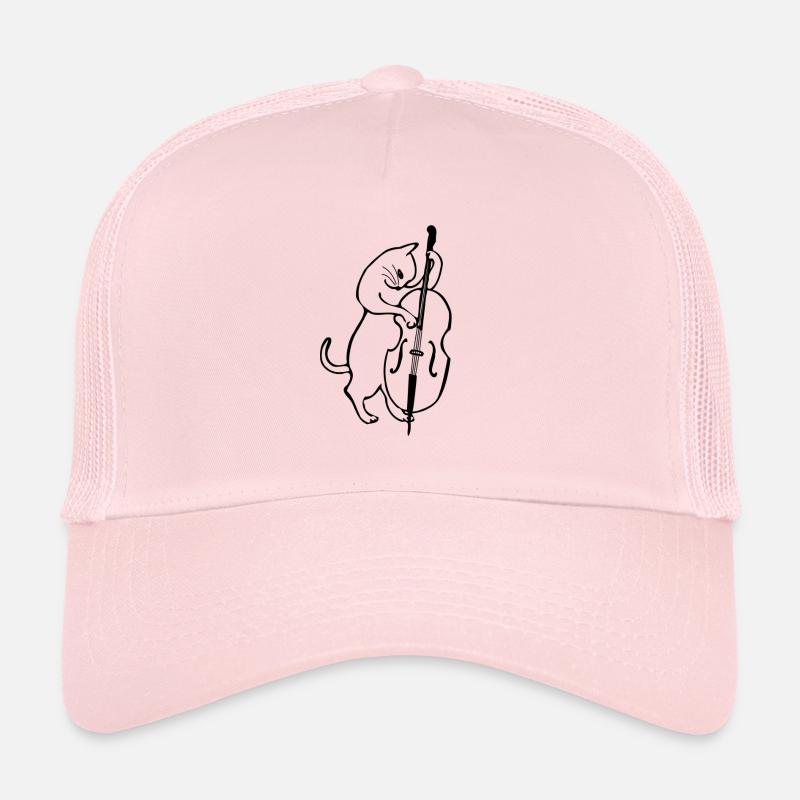 Contrebasse chat Jazz - Casquette trucker  - rose pâle
