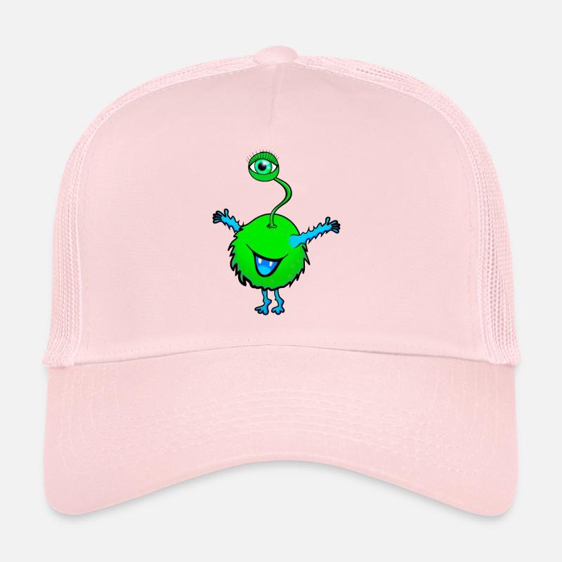 vert monstre avec un oeil - Casquette trucker  - rose pâle