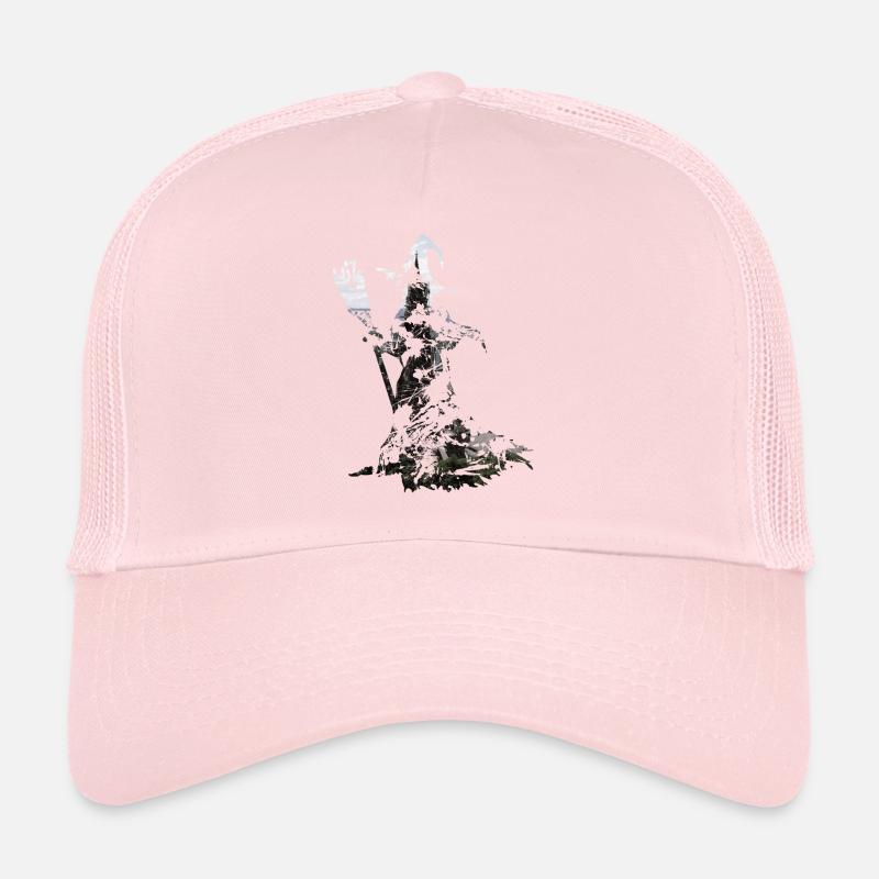 Debout sorcière avec balai comme une touche de couleur - Casquette trucker  - rose pâle