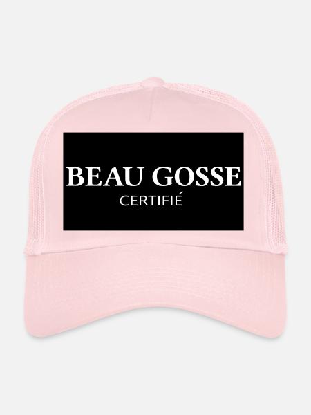Logo beau Gosse certifié - Casquette trucker  - rose pâle - Devant