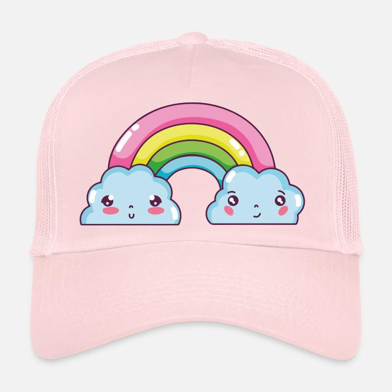 Pastel Rainbow Clouds Charm - Trucker Cap - pale pink